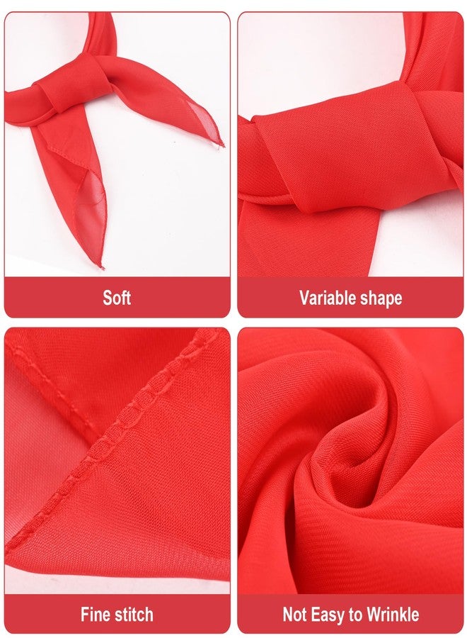 Cyunda Chiffon Scarf for Women and Girls, 26x26 inches Square Neck Scarf, Classic Retro Ribbon Handkerchief for Hair Wrapping,Red - Image 3